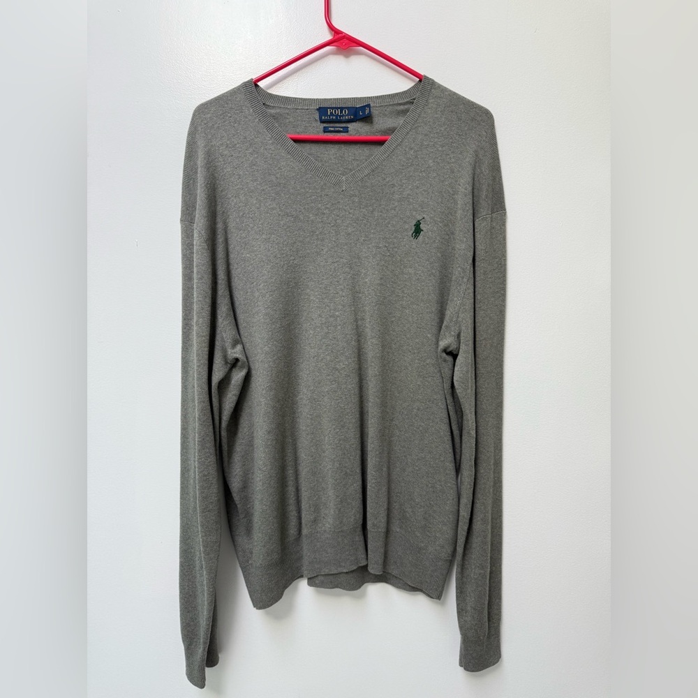 Ralph Lauren fine knit V-Neck Gray Men's Sweater